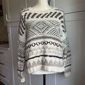 Ulla Johnson Women's M Baby Alpaca Multicolor Geometric Knit Pullover Sweater